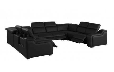 1116 DivanItalia Black 8-Piece Sectional with 4 Power Recliners and Power Headrests (No Consoles)Model:  1116-BLACK-8PC-4PWR-U-NC-SECTIONAL-GROUP