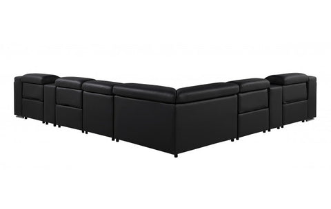 1116 DivanItalia Black Top-Grain Italian Leather 8-Piece Sectional with 4 Power Reclining Seats & Power HeadrestModel:  1116-BLACK-4PWR-8PC