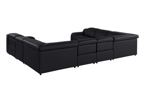 1116 DivanItalia Black 8-Piece Sectional with 4 Power Recliners and Power Headrests (No Consoles)Model:  1116-BLACK-8PC-4PWR-U-NC-SECTIONAL-GROUP