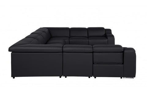 1116 DivanItalia Black 8-Piece Sectional with 4 Power Recliners and Power Headrests (No Consoles)Model:  1116-BLACK-8PC-4PWR-U-NC-SECTIONAL-GROUP