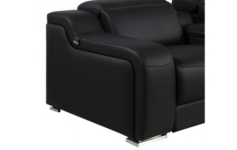 1116 DivanItalia Black Modular 3-Power Reclining Sofa with Power HeadrestModel:  1116-BLACK-3.3-HT