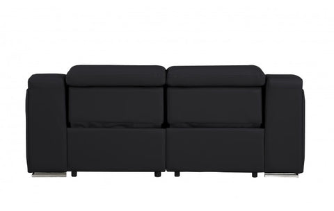 1116 DivanItalia Black Top Grain Italian Leather Loveseat with Power HeadrestModel:  1116-BLACK-2.2-HT