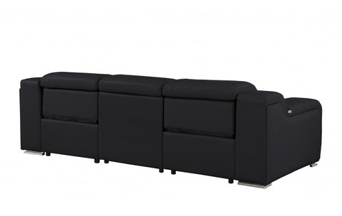 1116 DivanItalia Black Top Grain Italian Leather Power Reclining Sofa with Dual Recliners and Power HeadrestsModel:  1116-BLACK-3.2-S-HT