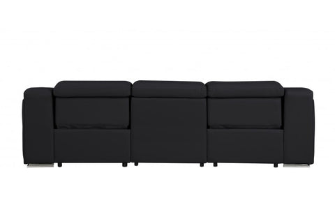 1116 DivanItalia Black Top Grain Italian Leather Power Reclining Sofa with Dual Recliners and Power HeadrestsModel:  1116-BLACK-3.2-S-HT