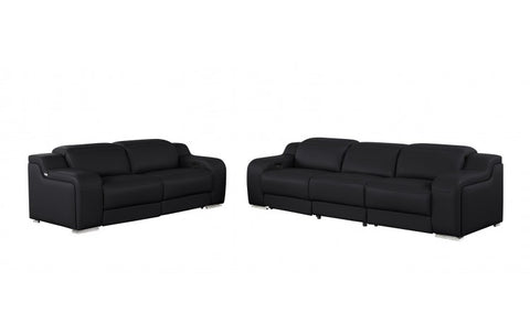 1116 DivanItalia Black Modular Power Reclining Sofa and Loveseat Set – Top Grain Italian Leather with Power HeadrestsModel:  1116-BLACK-5.4-HT-2PC