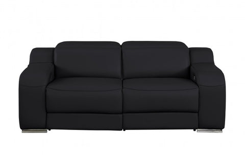 1116 DivanItalia Black Modular Power Reclining Sofa and Loveseat Set – Top Grain Italian Leather with Power HeadrestsModel:  1116-BLACK-5.4-HT-2PC