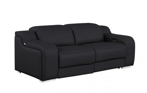 1116 DivanItalia Black Modular Power Reclining Sofa and Loveseat Set – Top Grain Italian Leather with Power HeadrestsModel:  1116-BLACK-5.4-HT-2PC