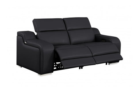 1116 DivanItalia Black Modular Power Reclining Sofa and Loveseat Set – Top Grain Italian Leather with Power HeadrestsModel:  1116-BLACK-5.4-HT-2PC