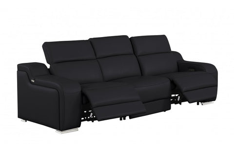 1116 DivanItalia Black Modular Power Reclining Sofa and Loveseat Set – Top Grain Italian Leather with Power HeadrestsModel:  1116-BLACK-5.4-HT-2PC