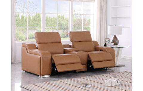 1116 DivanItalia Cognac Modular Power Reclining Loveseat with Power HeadrestModel:  1116-COGNAC-3.2-HT
