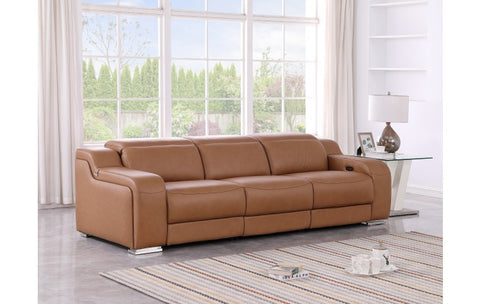 1116 DivanItalia Cognac Modular 3-Power Reclining Sofa with Power HeadrestModel:  1116-COGNAC-3.3-HT