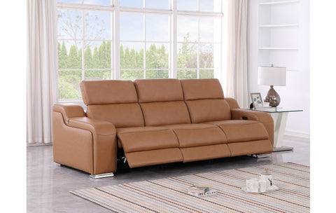 1116 DivanItalia Cognac Modular 3-Power Reclining Sofa with Power HeadrestModel:  1116-COGNAC-3.3-HT