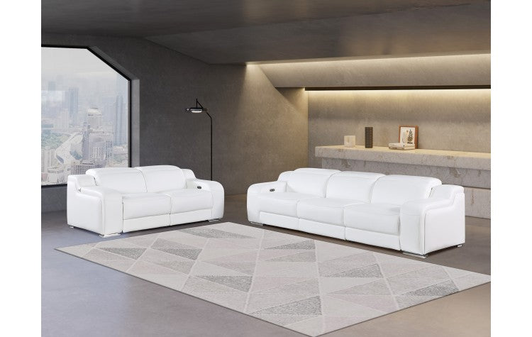1116 DivanItalia White Modular Power Reclining Sofa and Loveseat Set – Top Grain Italian Leather with Power HeadrestsModel:  1116-WHITE-5.4-HT-2PC