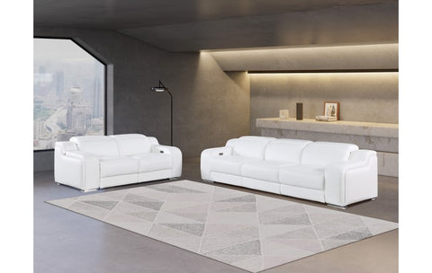 1116 DivanItalia White Modular Power Reclining Sofa and Loveseat Set – Top Grain Italian Leather with Power HeadrestsModel:  1116-WHITE-5.4-HT-2PC