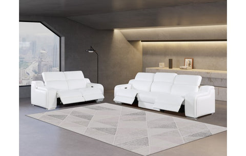 1116 DivanItalia White Modular Power Reclining Sofa and Loveseat Set – Top Grain Italian Leather with Power HeadrestsModel:  1116-WHITE-5.4-HT-2PC