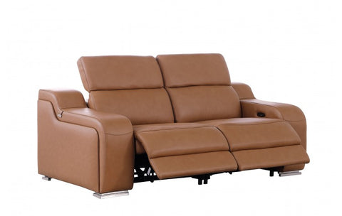 1116 DivanItalia Cognac Top Grain Italian Leather Loveseat with Power HeadrestModel:  1116-COGNAC-2.2-HT