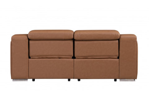 1116 DivanItalia Cognac Top Grain Italian Leather Loveseat with Power HeadrestModel:  1116-COGNAC-2.2-HT