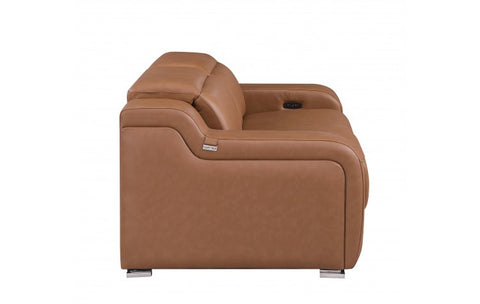 1116 DivanItalia Cognac Top Grain Italian Leather Loveseat with Power HeadrestModel:  1116-COGNAC-2.2-HT