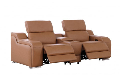 1116 DivanItalia Cognac Modular Power Reclining Loveseat with Power HeadrestModel:  1116-COGNAC-3.2-HT