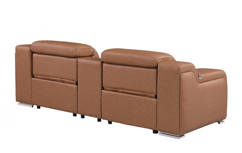1116 DivanItalia Cognac Modular Power Reclining Loveseat with Power HeadrestModel:  1116-COGNAC-3.2-HT