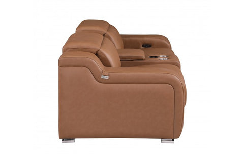 1116 DivanItalia Cognac Modular Power Reclining Loveseat with Power HeadrestModel:  1116-COGNAC-3.2-HT