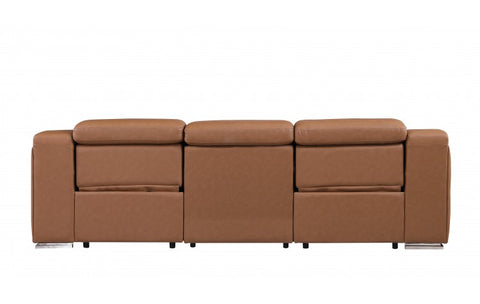 1116 DivanItalia Cognac Top Grain Italian Leather Power Reclining Sofa with Dual Recliners and Power HeadrestsModel:  1116-COGNAC-3.2-S-HT