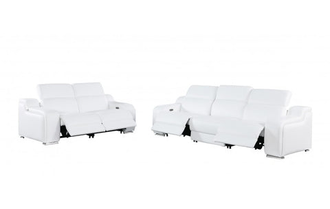 1116 DivanItalia White Modular Power Reclining Sofa and Loveseat Set – Top Grain Italian Leather with Power HeadrestsModel:  1116-WHITE-5.4-HT-2PC