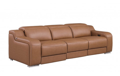 1116 DivanItalia Cognac Modular 3-Power Reclining Sofa with Power HeadrestModel:  1116-COGNAC-3.3-HT