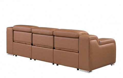 1116 DivanItalia Cognac Modular 3-Power Reclining Sofa with Power HeadrestModel:  1116-COGNAC-3.3-HT
