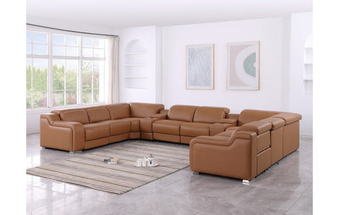 1116 DivanItalia Cognac 10-Piece Sectional with 4 Power Recliners and Power HeadrestsModel:  1116-COGNAC-10PC-4PWR-U-SECTIONAL-GROUP