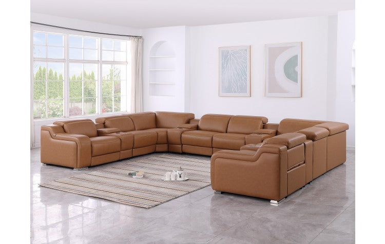 1116 DivanItalia Cognac 12-Piece Sectional with 4 Power Recliners and Power HeadrestsModel:  1116-COGNAC-12PC-4PWR-U-SECTIONAL-GROUP