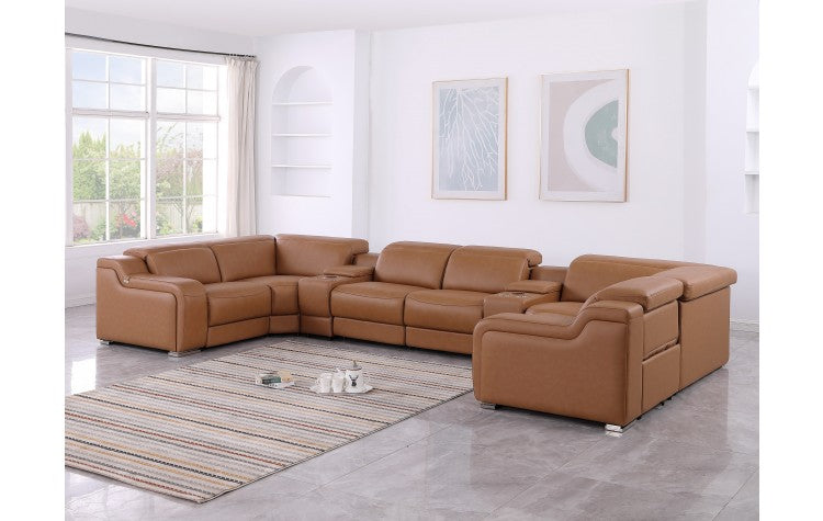1116 DivanItalia Cognac 8-Piece Sectional with 2 Power Recliners and Power HeadrestsModel:  1116-COGNAC-8PC-2PWR-U-SECTIONAL-GROUP