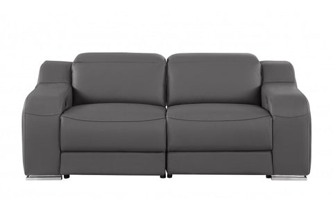 1116 DivanItalia Dark Grey Modular Power Reclining Sofa and Loveseat Set – Top Grain Italian Leather with Power HeadrestsModel:  1116-DK_GREY-5.4-HT-2PC