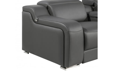 1116 DivanItalia Dark Grey Top-Grain Italian Leather 6-Piece Sectional with 3 Power Reclining Seats & Power HeadrestModel:  1116-DK_GRAY-3PWR-6PC