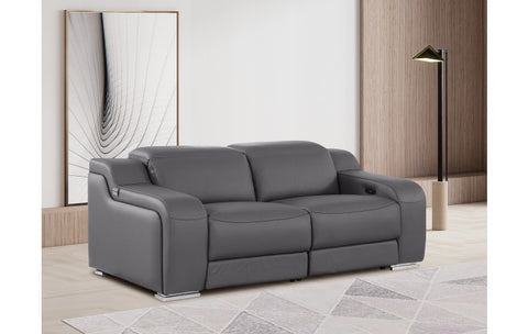 1116 DivanItalia Dark Grey Top Grain Italian Leather Loveseat with Power HeadrestModel:  1116-DK_GREY-2.2-HT