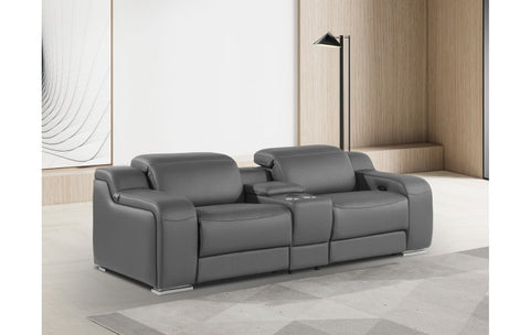 1116 DivanItalia Dark Gray Modular Power Reclining Loveseat with Power HeadrestModel:  1116-DK_GREY-3.2-HT