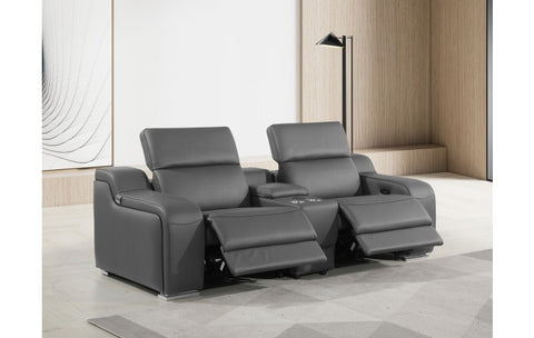 1116 DivanItalia Dark Gray Modular Power Reclining Loveseat with Power HeadrestModel:  1116-DK_GREY-3.2-HT