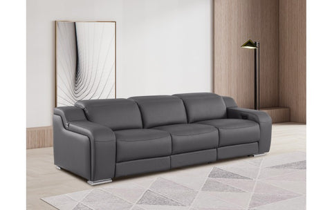 1116 DivanItalia Dark Grey Top Grain Italian Leather Power Reclining Sofa with Dual Recliners and Power HeadrestsModel:  1116-DK_GREY-3.2-S-HT