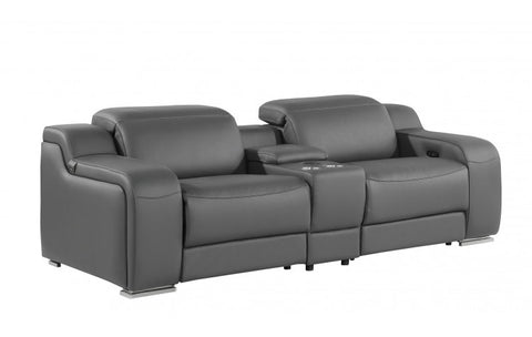 1116 DivanItalia Dark Gray Modular Power Reclining Loveseat with Power HeadrestModel:  1116-DK_GREY-3.2-HT