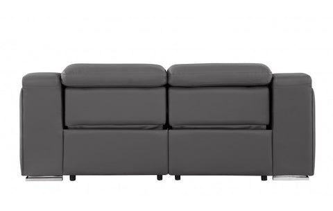 1116 DivanItalia Dark Grey Top Grain Italian Leather Loveseat with Power HeadrestModel:  1116-DK_GREY-2.2-HT