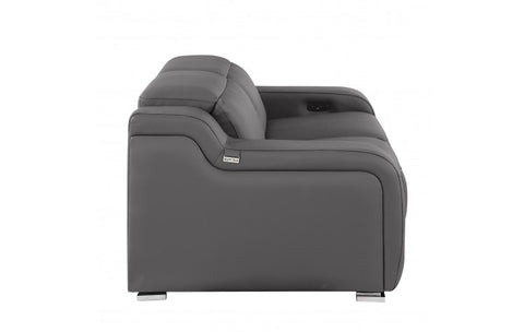 1116 DivanItalia Dark Grey Top Grain Italian Leather Loveseat with Power HeadrestModel:  1116-DK_GREY-2.2-HT