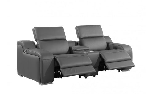 1116 DivanItalia Dark Gray Modular Power Reclining Loveseat with Power HeadrestModel:  1116-DK_GREY-3.2-HT