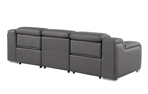 1116 DivanItalia Dark Grey Top Grain Italian Leather Power Reclining Sofa with Dual Recliners and Power HeadrestsModel:  1116-DK_GREY-3.2-S-HT
