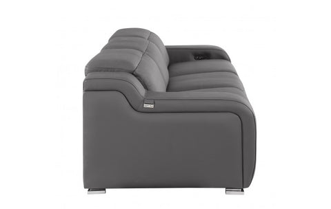 1116 DivanItalia Dark Grey Top Grain Italian Leather Power Reclining Sofa with Dual Recliners and Power HeadrestsModel:  1116-DK_GREY-3.2-S-HT