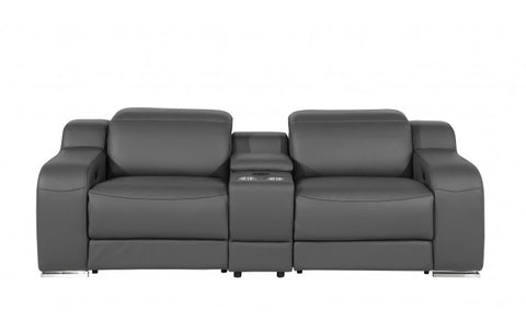 1116 DivanItalia Dark Gray Modular Power Reclining Loveseat with Power HeadrestModel:  1116-DK_GREY-3.2-HT