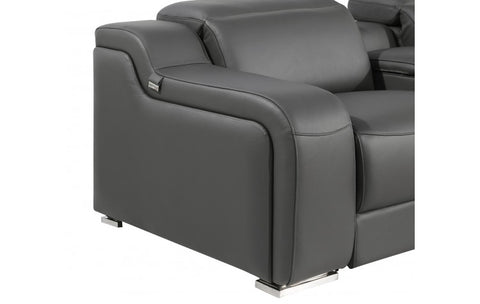 1116 DivanItalia Dark Grey Modular Power Reclining Sofa and Loveseat Set – Top Grain Italian Leather with Power HeadrestsModel:  1116-DK_GREY-5.4-HT-2PC