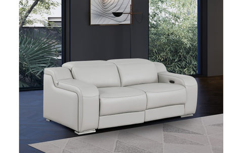 1116 DivanItalia LIght Grey Top Grain Italian Leather Loveseat with Power HeadrestModel:  1116-LT_GREY-2.2-HT