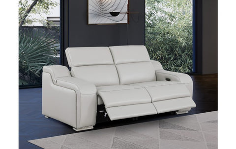 1116 DivanItalia LIght Grey Top Grain Italian Leather Loveseat with Power HeadrestModel:  1116-LT_GREY-2.2-HT