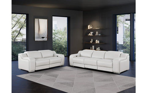 1116 DivanItalia LIght Grey Modular Power Reclining Sofa and Loveseat Set – Top Grain Italian Leather with Power HeadrestsModel:  1116-LT_GREY-5.4-HT-2PC