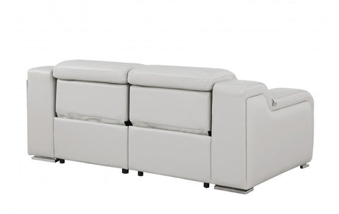 1116 DivanItalia LIght Grey Top Grain Italian Leather Loveseat with Power HeadrestModel:  1116-LT_GREY-2.2-HT